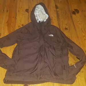 Brown northface rain coat